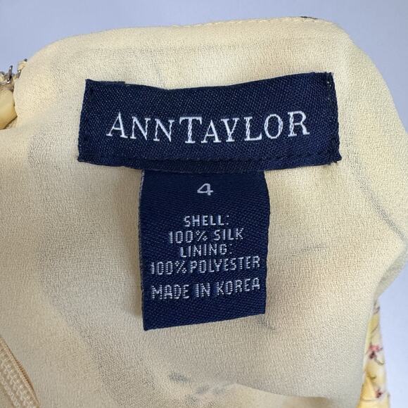 Vintage Ann Taylor Womens Top 4 Yellow Silk Floral Babydoll Dainty Fairy Y2K 90s - Picture 9 of 10